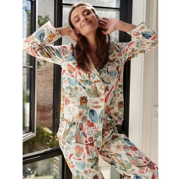 Anthropologie Other - Anthropologie x Michele Morin Set ANIMALIA Zoo Wildlife Print Women's Small Pj's
